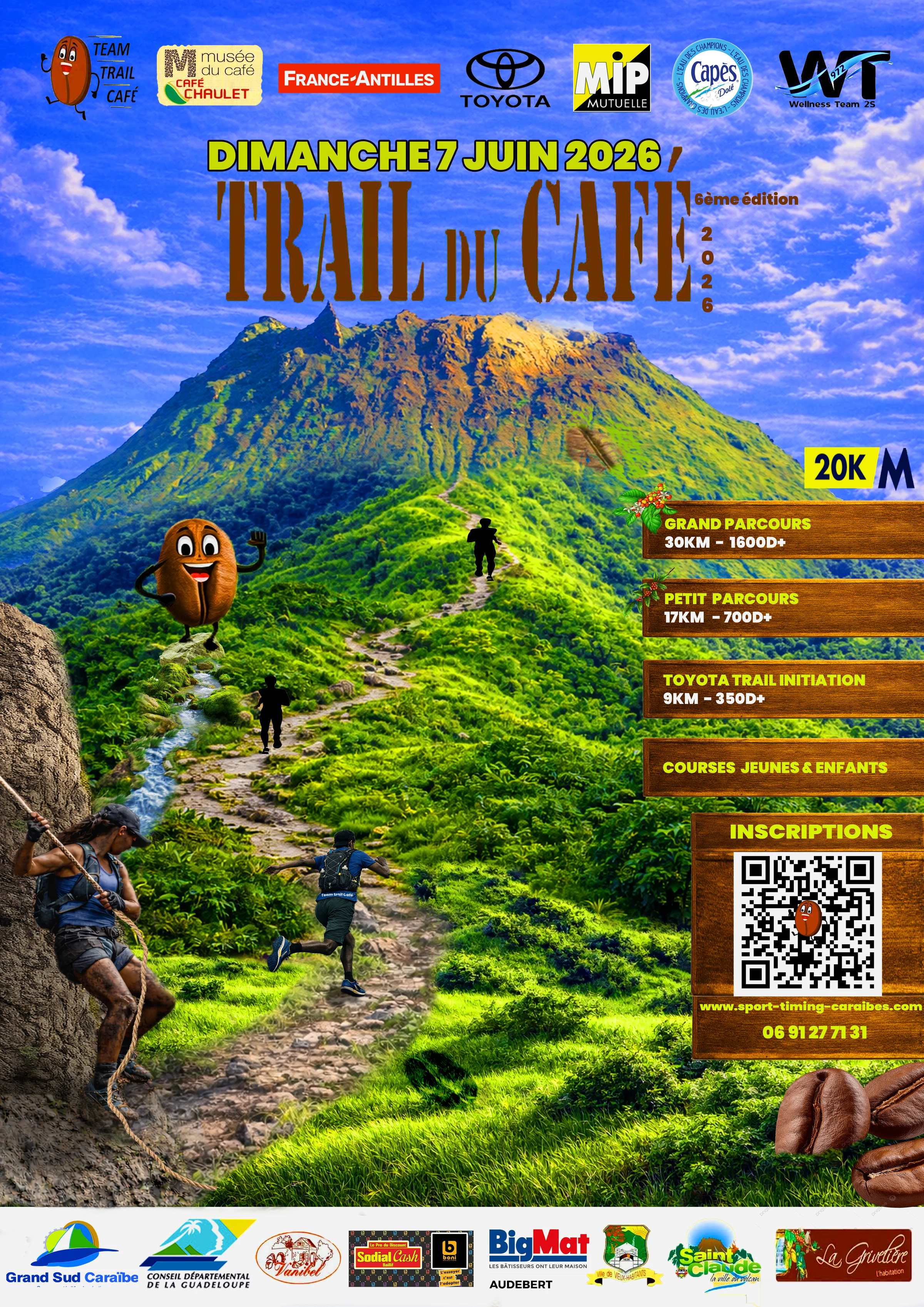 Affiche officielle du Trail du Café 2026 - 6e édition - dimanche 7 juin